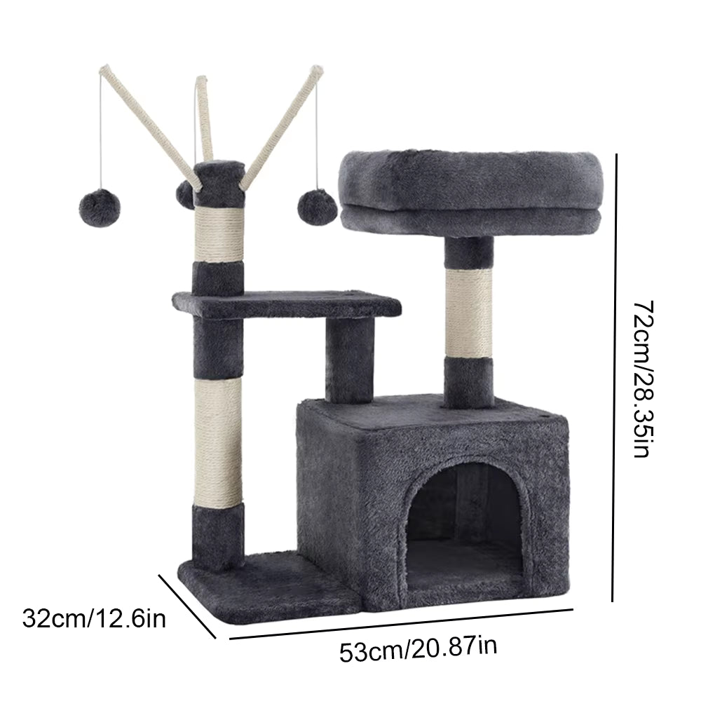 Cat Tree 72cm Cat Scratching Post Tower with Condo & Perch