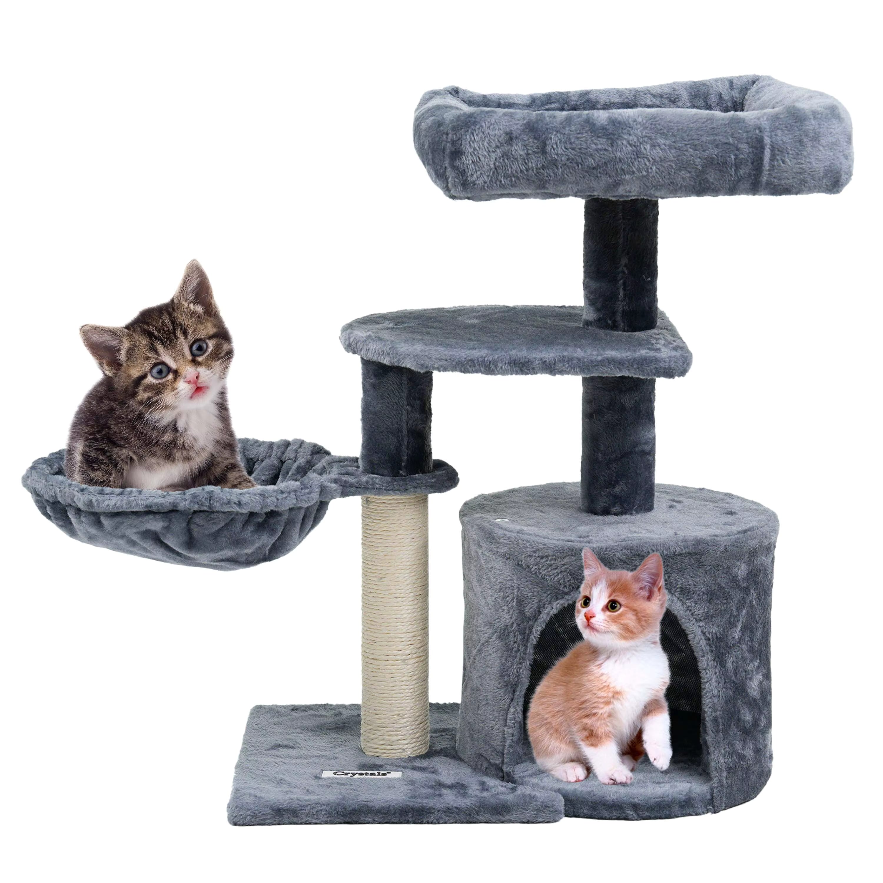 Cat Tree Scratching Post 68cm Multi-Level Tower with Hideout