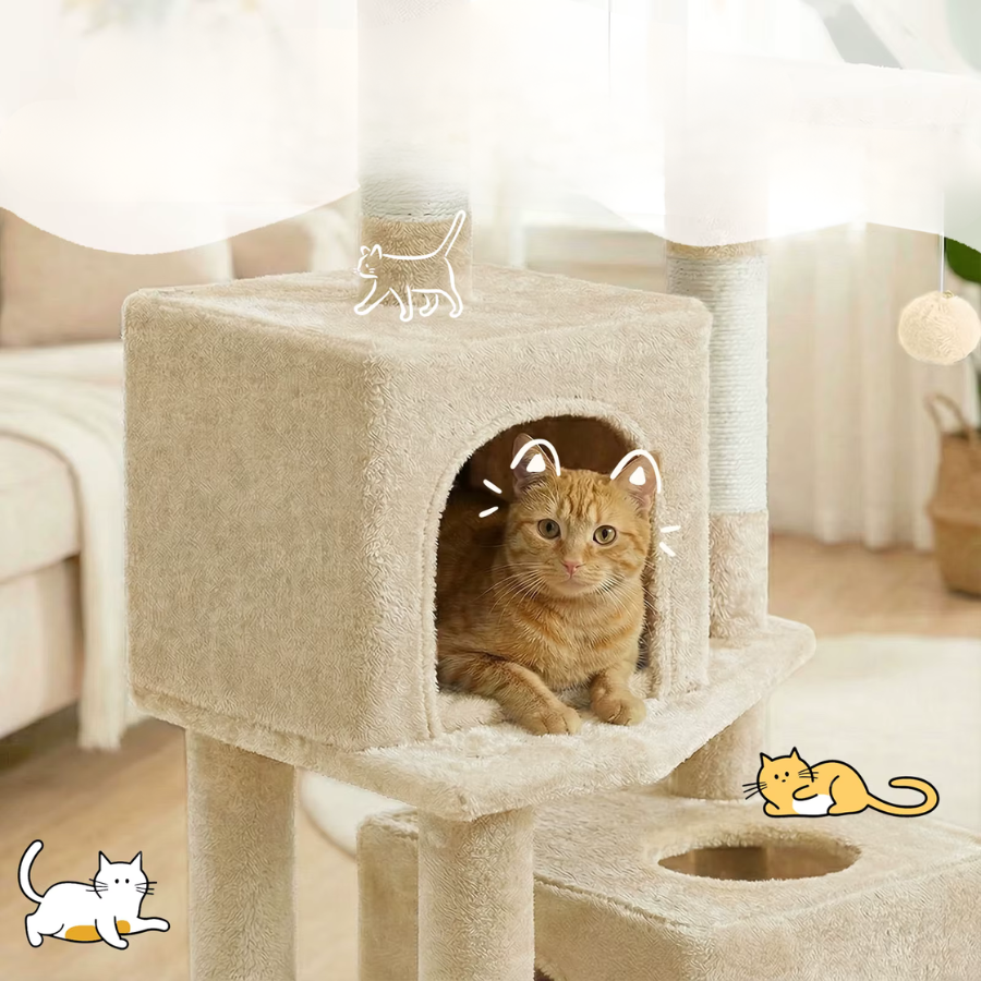 Cat Tree Tower 165cm Large Multi-Level with Hammock & Condo