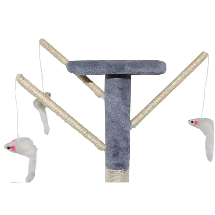 Grey Cat Tree 140cm Multi-Level Scratching Post with Hammock