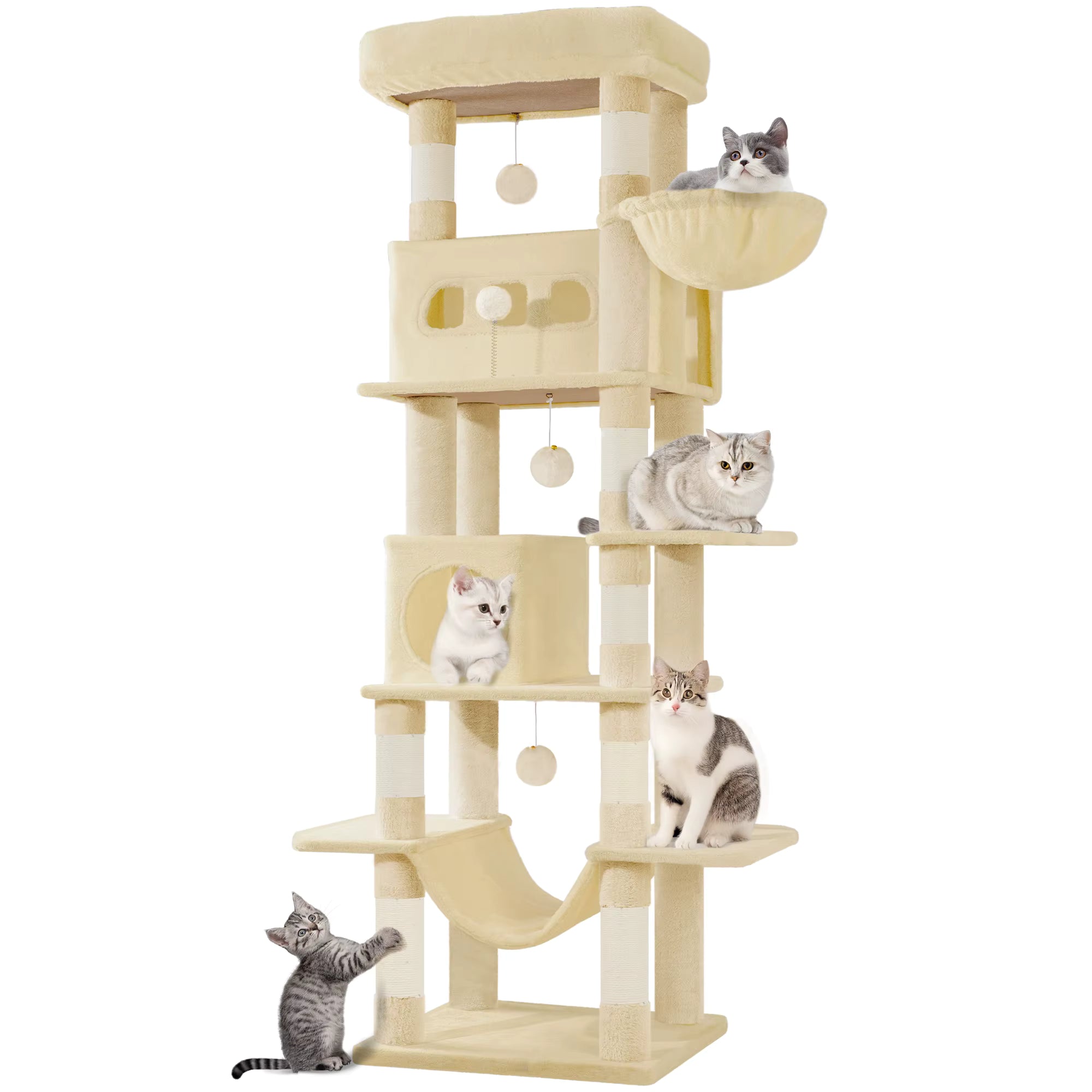 Cat Tree 170cm Large Multi-Level Tower with Condo & Hammock