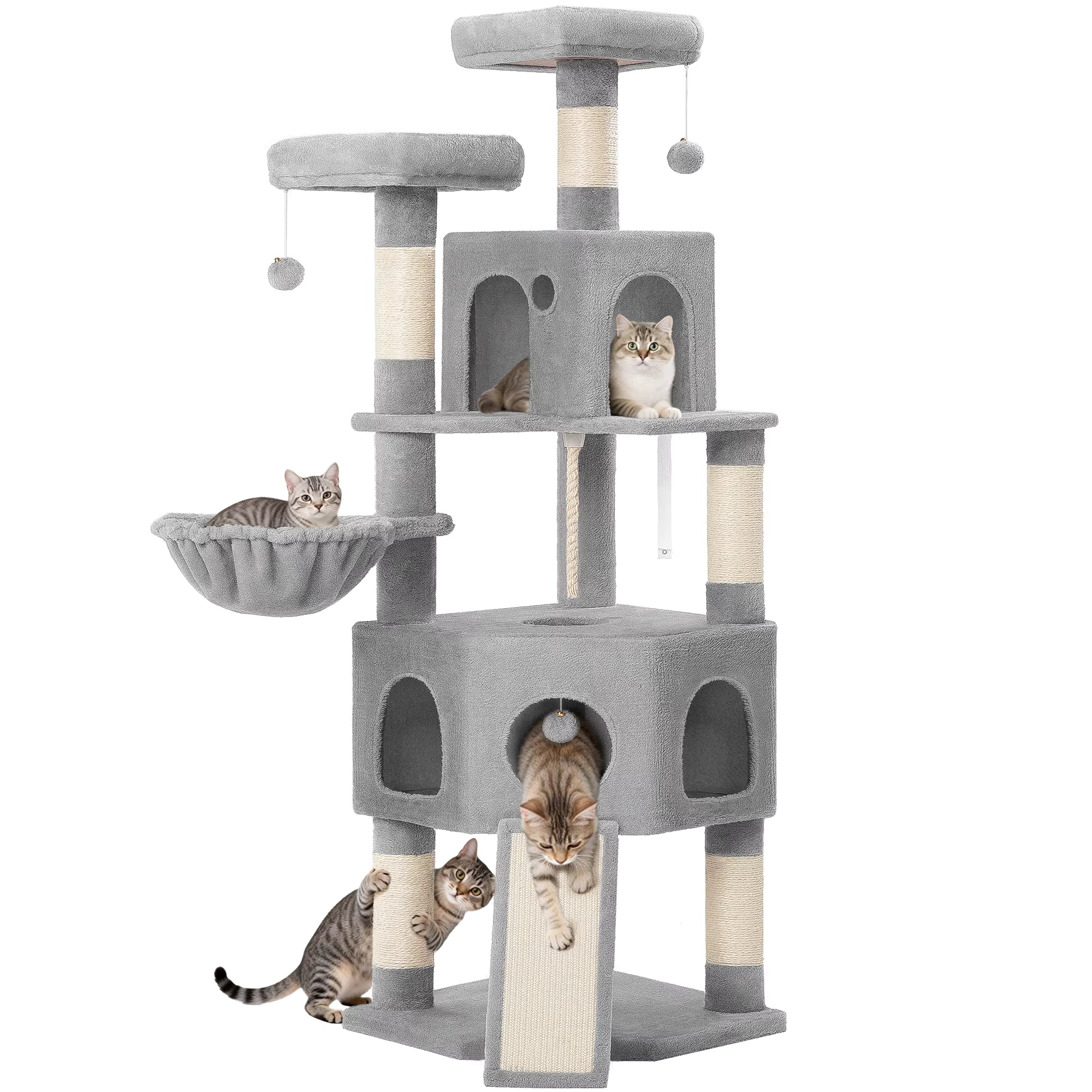Cat Tree 174cm Large Tower with 2 Platforms & 2 Caves