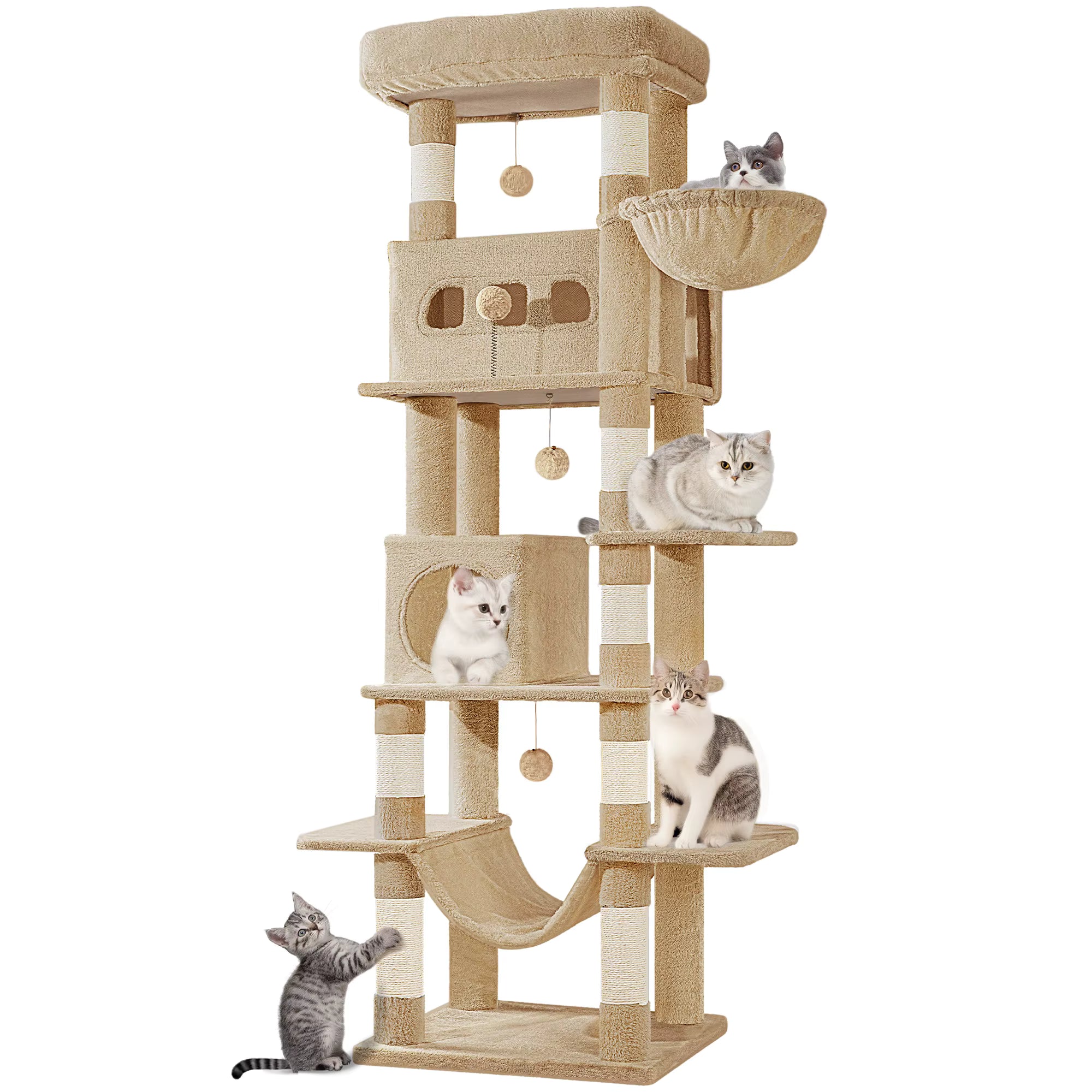 Cat Tree 170cm Large Multi-Level Tower with Condo & Hammock