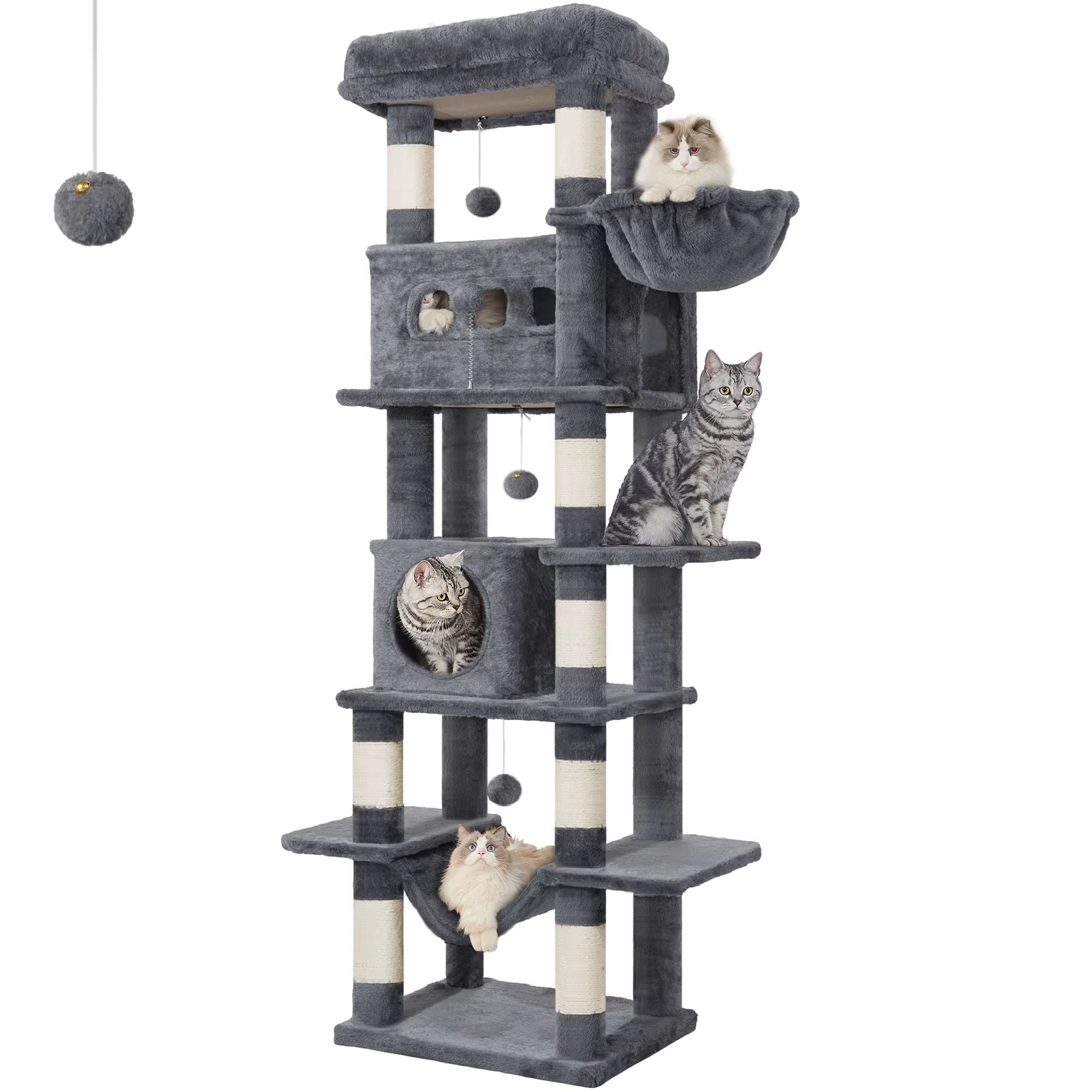 Cat Tree 170cm Large Multi-Level Tower with Condo & Hammock