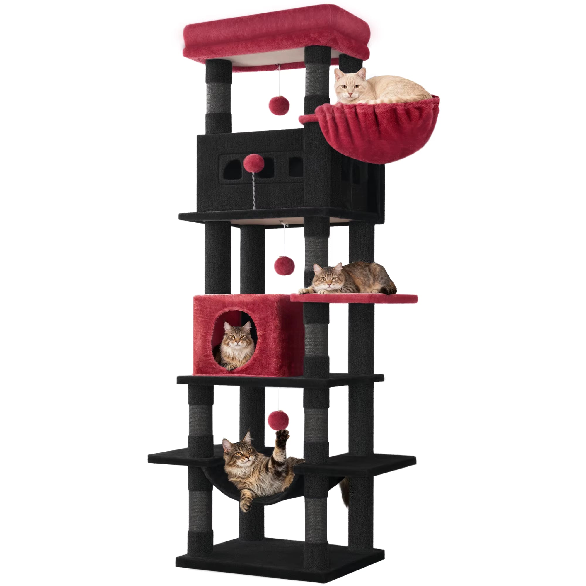 Cat Tree 170cm Large Multi-Level Tower with Condo & Hammock